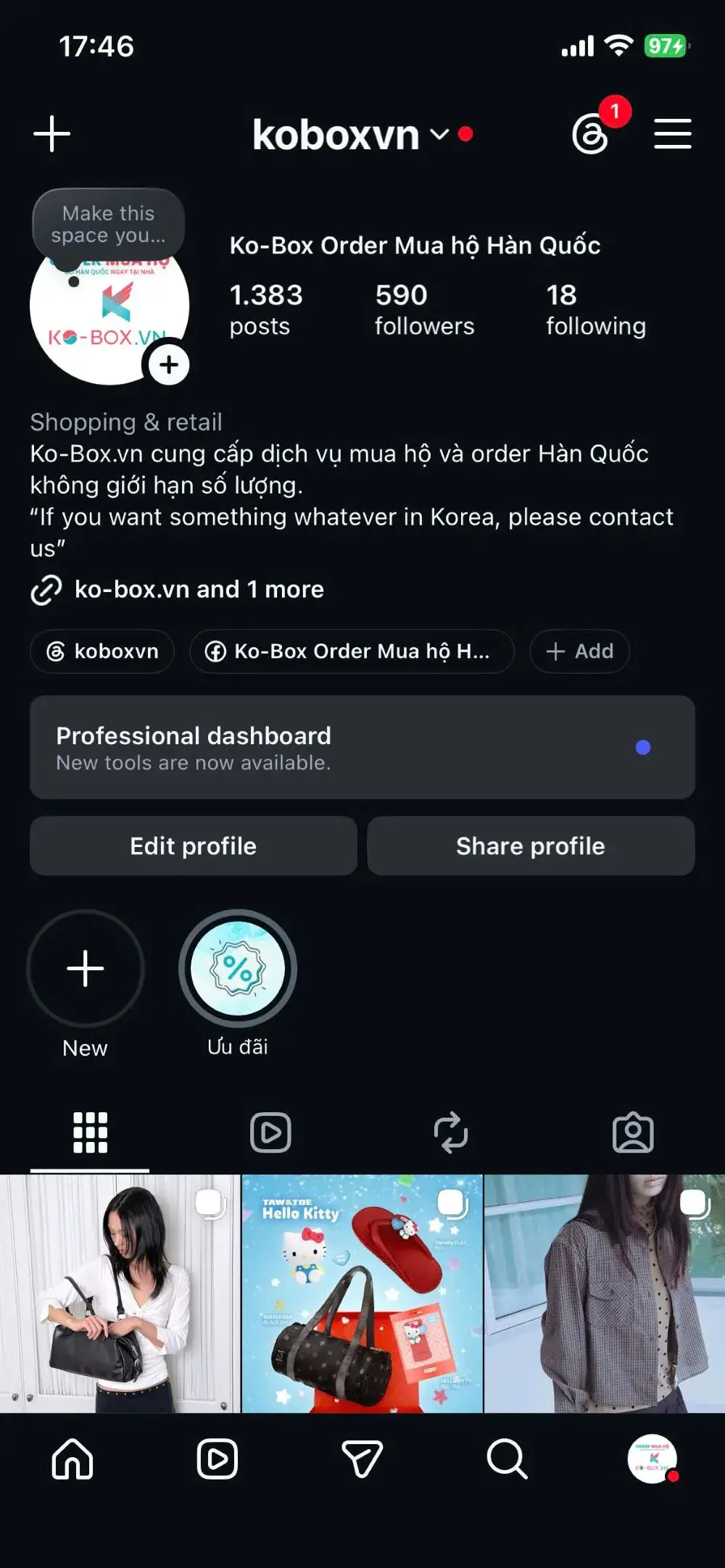 Instagram Ko-Box Order Hàn Quốc