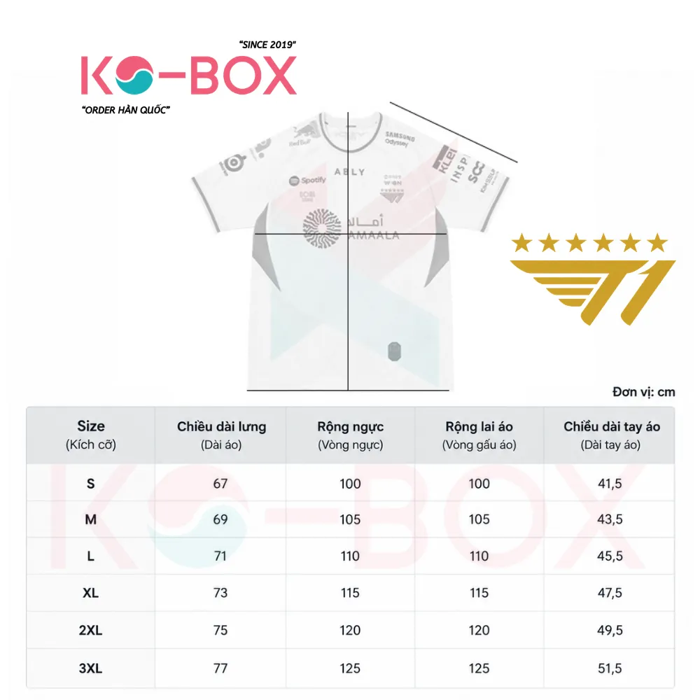 size áo đấu T1 CKTG 2026