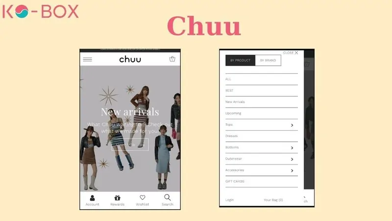 Giao diện App Mua đồ online Hàn Quốc Chuu